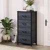 DWVO 4 Drawers Dresser, Dresser for Bedroom, Fabric Storage Tower, Chest of Drawers, Organizer Unit for Closets, Living Room, Sturdy Steel Frame, Wooden Top, Easy Pull Fabric Bins