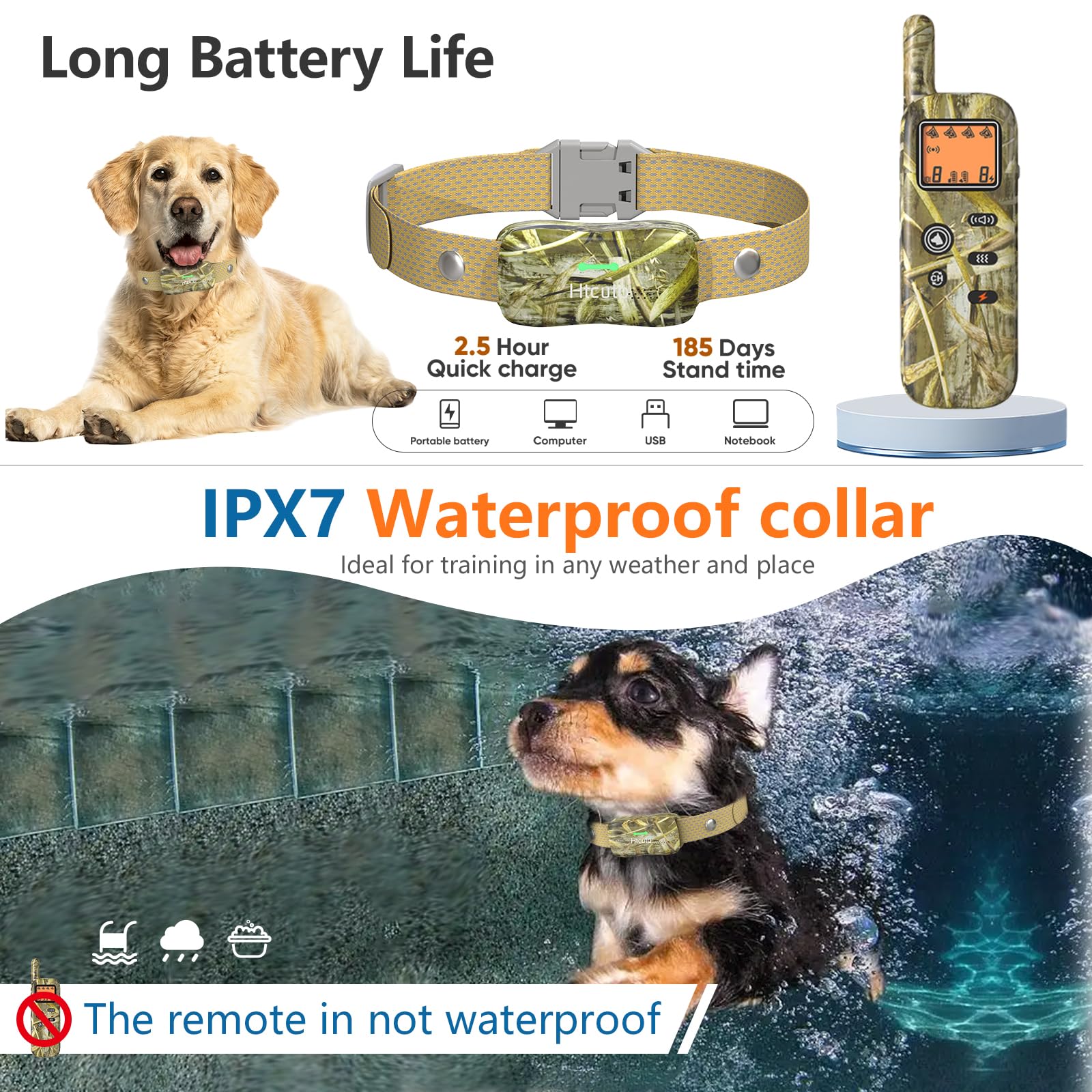 Htcuto Wireless Dog Fence System for 2 Dogs Electric Fences for Dogs Training Collar with Remote 856 Acre Shock Collar for Dogs Ultrasonic Trainer Waterproof Outdoor Safe Pet System with 2 Collars