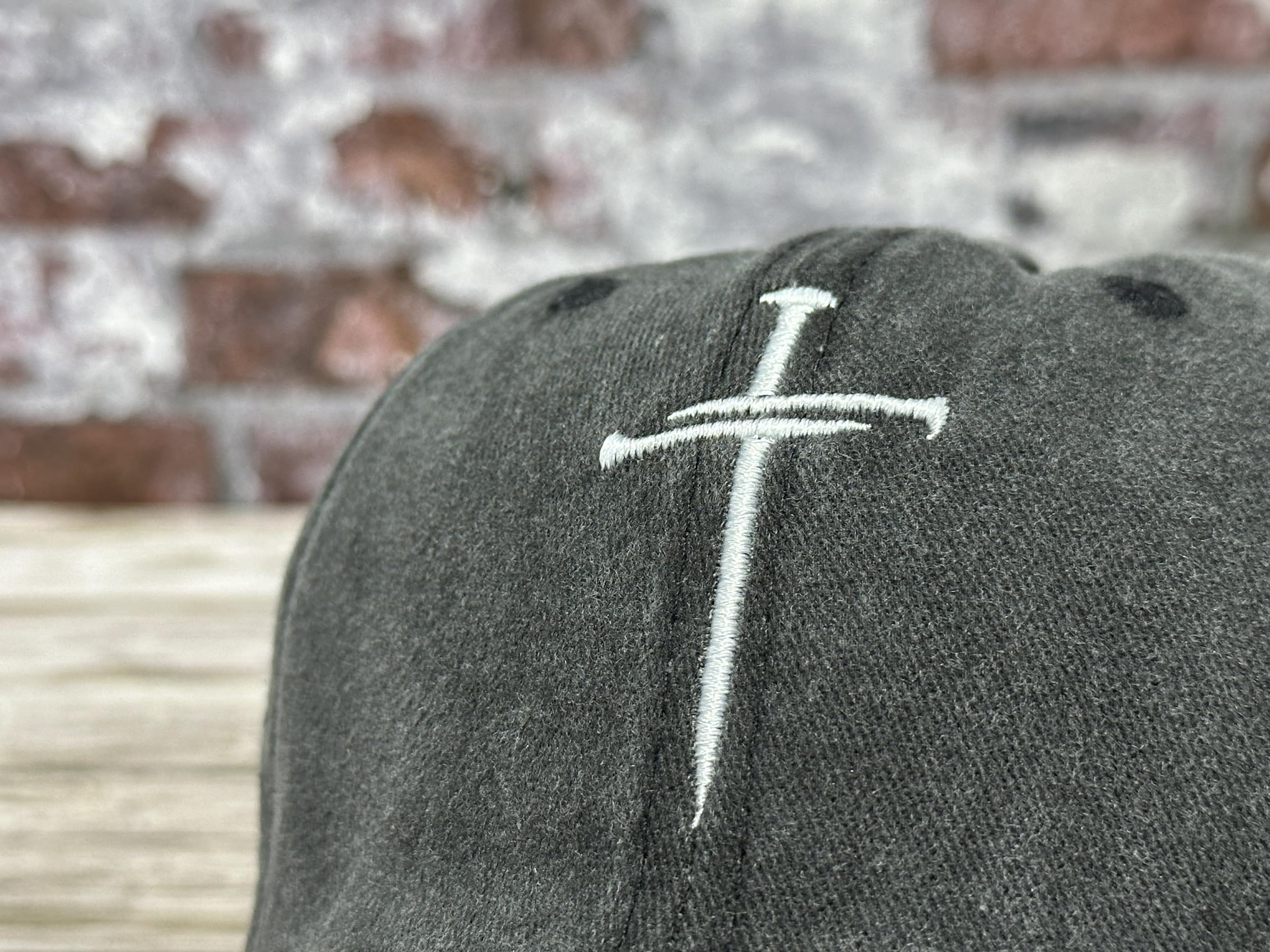 Hepandy Embroidered Three Nails Cross for Toddler, Christian Gifts for Boy Girl, Kids Washed Black Baseball Cap, Child Adjustable Dad Hat