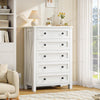 DWVO White Dresser, 5 Chest of Drawer Dresser, Modern Tall Nightstand with Deep Drawers, Organizer Drawers