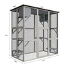 Catio Outdoor Cat Enclosure, Large Walk in Cat Cage, Wood Cat House for Cats with Six Platforms, Large Door, Waterproof Roof