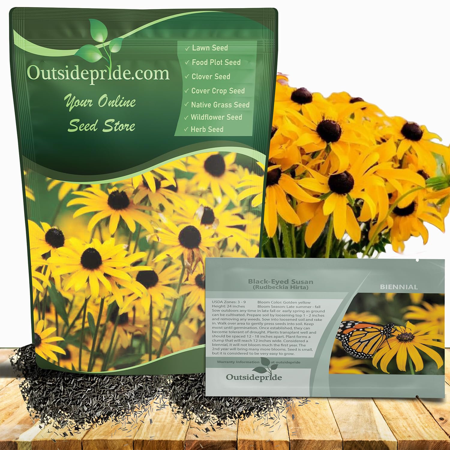 Outsidepride Black Eyed Susan Rudbeckia Seeds - 1 lb. Perennial, Easy to Grow & Self-Seeding Flower Seeds for Planting Golden Yellow Blooms, for Low Maintenance Pollinator Gardens & Erosion Control