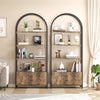 GarveeHome Arched Bookshelf, Bookcase with Doors Storage, 71.5 Inches Tall Industrial Book Shelf with Sturdy Metal Frame and Quality Boards, Freestanding Display Shelving (Brown)