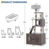 Cat Tree with Litter Box Enclosure, 2-in-1 Cat Tower, 66.9-Inch Tall Cat Condo with Scratching Posts, Perch (Grey)