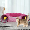 PAOPO Cat Tunnel, Large Indoor Durable Collapsible Interactive Cat Tube with Peek-A-Boo Hole, Hanging Toys, and Crinkly Paper Lining - Cute Tunnel for Cats, Kittens, Puppies & Rabbits, Pink