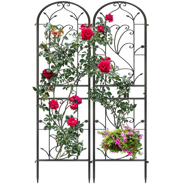 YITAHOME 2 Pack 87x20in Trellises for Cllimbing Plants, Roses, Vegetables, Vines, Flowers, Black Metal Coated Rustproof Garden Trellis for Outdoor Patio