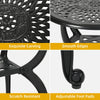 DWVO Outdoor Cast Aluminum Round Side Table, Patio Bistro Table with Adjustable Foot Pads for Backyard Garden Porch Balcony, Black