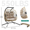 YITAHOME Hanging Egg Swing Chair with Stand Egg Chair Wicker Indoor Outdoor Hammock Egg Chair with Cushions 550lbs for Patio, Bedroom, Garden and Balcony