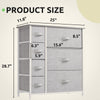 GOOBED Dresser for Bedroom, 7 Drawers Fabric Dresser, Organizer Unit for Living Room, Hallway, Closets - Sturdy Steel Frame, Wooden Top & Easy Pull Fabric Bins, Light Gray