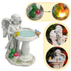 Vlyrofea Solar Angel Garden Sculpture with Color - Changing Lights,Resin Garden Outdoor Decorations Figurine with Birds,Frog & Mushroom for Home,Yard,Patio,Balcony,Lawn - Unique Housewarming Gifts