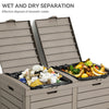 YITAHOME Outdoor Resin-Based Dual Compartment Trash Bins, 62 Gallon Capacity, Easy-to-Clean Hideaway Garbage Cans with Lid and Drip Tray (Light Brown)