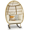 YITAHOME Rocking Egg Chair for Outdoor, Oversized Patio Rocking Basket Chair with 400lbs Capacity, All-Weather Wicker Egg Lounger Chair for Outside Indoor (Beige)