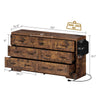 DWVO 7 Drawer Dresser for Bedroom, 60 Inch Large Modern Dresser TV Stand with Drawers & Bar Handles, Storage Dressers with Power Outlets, Rustic Wood Chest of Drawers, Farmhouse,Upgraged Rustic Brown