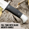 WARIVO KNIFE D2 13 Inch Full Tang Fixed Blade Bowie Knife with Leather Sheath - Suitable for Outdoor, Bushcraft, Survival, and Camping Knife with Black Micarta Handle
