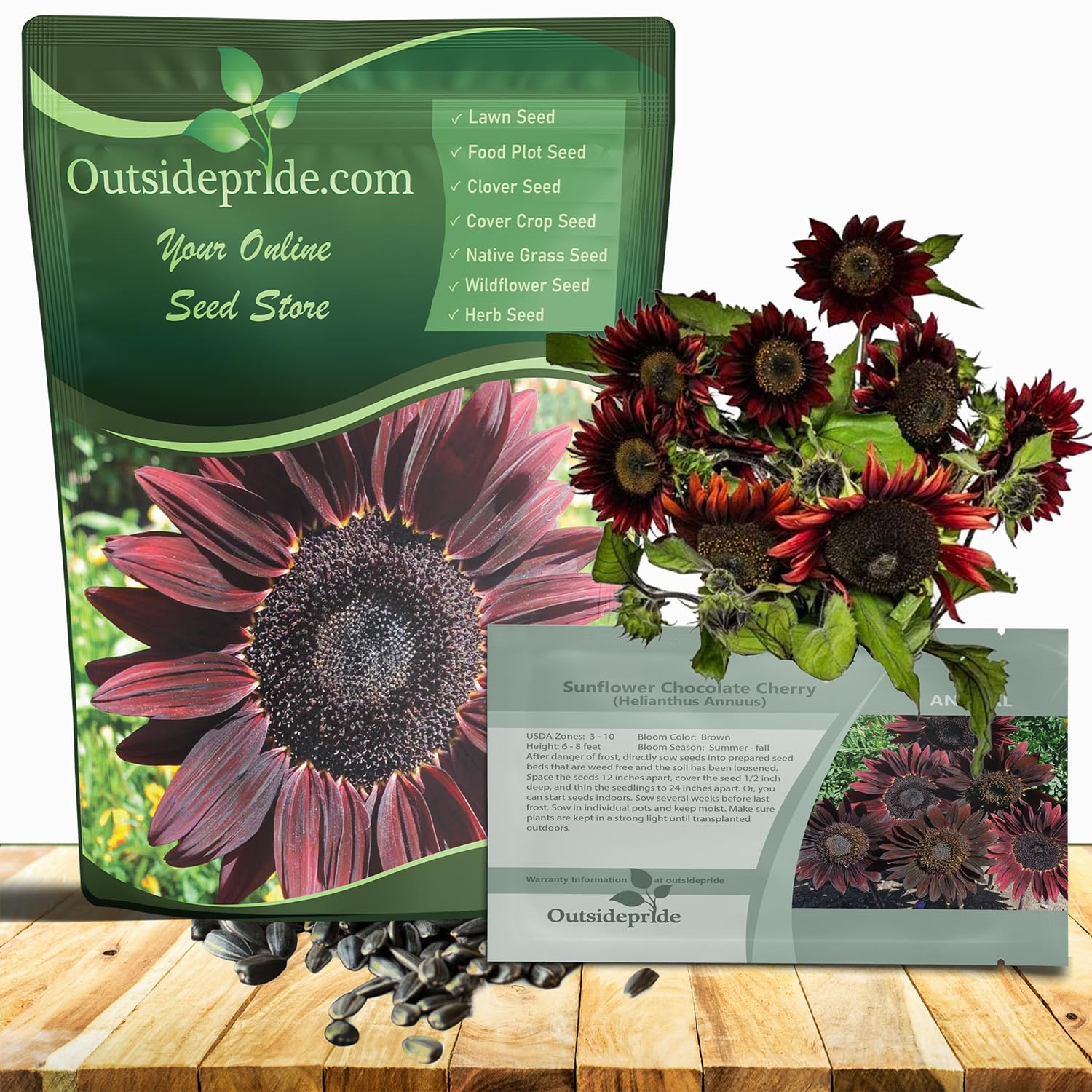 Outsidepride Chocolate Cherry Sunflower Seeds for Planting - 1/4 Lb. Annual, Easy to Grow Flower Seeds w/Vibrant, Abundant Blooms for Cut Flower Arrangements & Pollinator & Vegetable Gardens