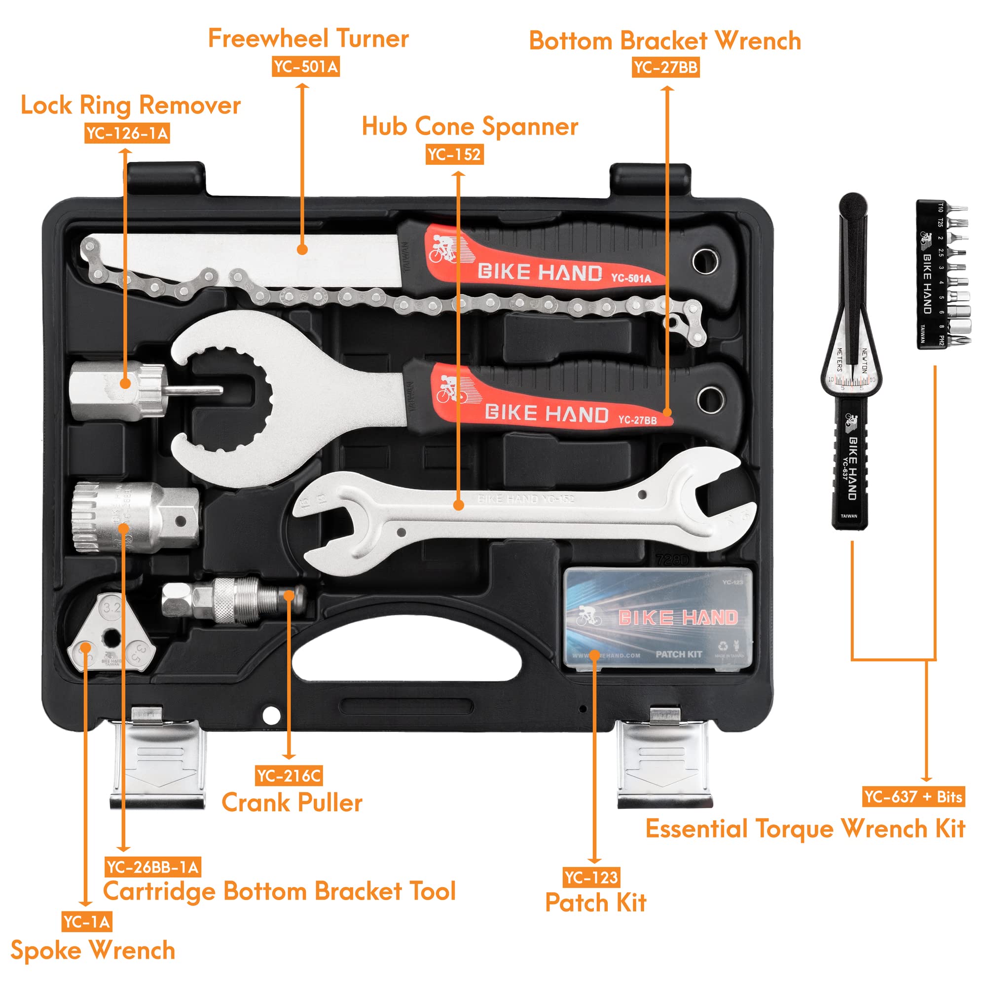 BIKEHAND 18 Piece Bike Bicycle Repair Tool Kit Set - Great Bike Maintenance Tools for Mountain & Road Bike -Bike Tools Set Complete with Torque Wrench