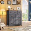 DWVO Dresser with 9 Drawers - Fabric Storage Tower, Organizer Unit for Living Room, Hallway, Closets - Sturdy Steel Frame, Wooden Top & Easy Pull Fabric Bins (Dark Black Grey)