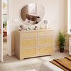 DWVO 6 Drawer Dressers & Chests of Drawers, Rattan Dresser for Room, Entryway, Hallway, Natural