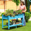 DWVO 47x18x31in Raised Garden Bed, Weather Resistant Poly Wood Planter Box Stand, Planter Box with Legs, Storage Shelf & Lockable Wheels, Elevated Garden Bed for Backyard Patio Balcony - Aruba Blue