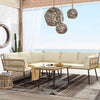 YITAHOME 4 Pieces Patio Furniture Set, Outdoor Wicker Woven Conversation Sectional L-Shaped Sofa with 5 Seater for Backyard, Porch, Boho, Detachable Lounger with Side Table - Beige