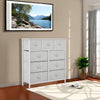 GOOBED 9 Drawer Dresser, Light Gray Fabric Storage Tower, Tall Organizer Unit for Room, Living Room, Hallway, Closets - Sturdy Steel Frame, Wooden Top & Easy Pull Bins