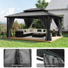 YITAHOME 10X12FT Hard Top Metal Gazebo Patios Double Roof Canopy Aluminum Frame Garden Gazebo Tent Curtains Netting for Patios Backyards Decks Lawns Gray