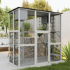 Catio Outdoor Cat Enclosure, Large Walk in Cat Cage, Wood Cat House for Cats with Six Platforms, Large Door, Waterproof Roof