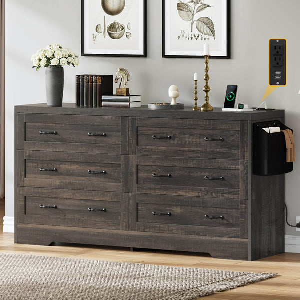 DWVO Farmhouse 6 Drawer Dresser for Bedroom, 59