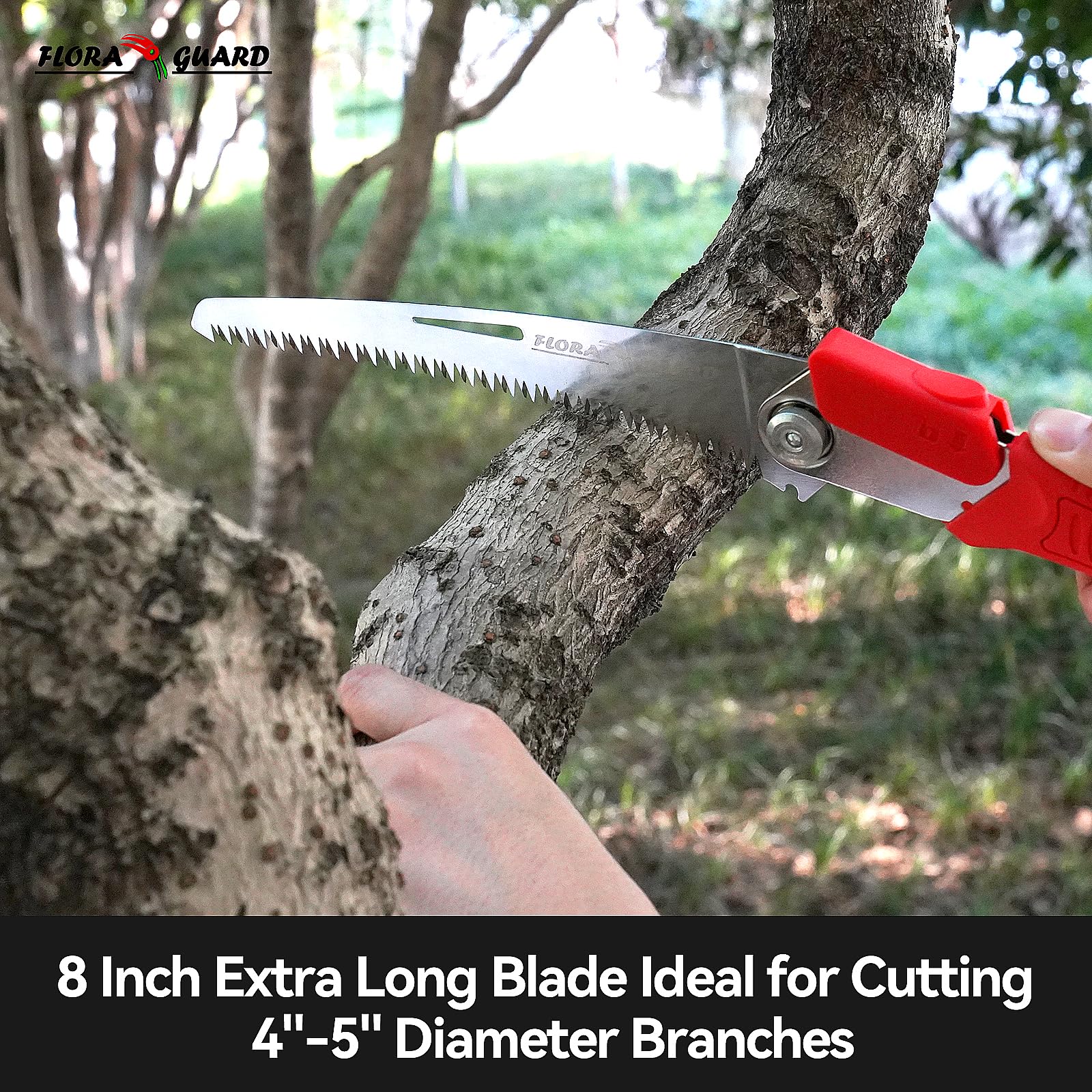 FLORA GUARD 8-Inch Folding Saw, Hand Saw for Tree Trimming, with Triple-Cut Razor Teeth for Wood Cutting, Tree Trimming, Gardening, Professional Camping Survival Tools