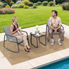 YITAHOME 3 Piece Patio Furniture Set, Small Outdoor Conversation Set with Textilene Fabric Bistro Rocking Chairs and Glass Table for Balcony Backyard Lawn Porch Garden Poolside (Grey)