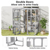 Outdoor Cat House Large Cat Enclosure, Window Catio Walk in Cage with Scratching Post, Platforms and 2 Condos, Cattery Outside Patio Cat Playpen for Mulitiple Cats