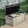 DWVO Large Deck Box 120 Gallon Waterproof Outdoor Storage Box, Extra Large Outdoor Bin, Resin Louvered Patio Storage for Pillows, Garden Tools & Pool Supplies, Lockable, Black&Brown