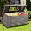 YITAHOME 200 Gallon Large Wicker Deck Box w/Storage Net, Rattan XL Outdoor Storage Box Patio Cushion Storage, Waterproof Storage Box for Patio Furniture, Garden Tools, Pool Sports Equipment (Grey)