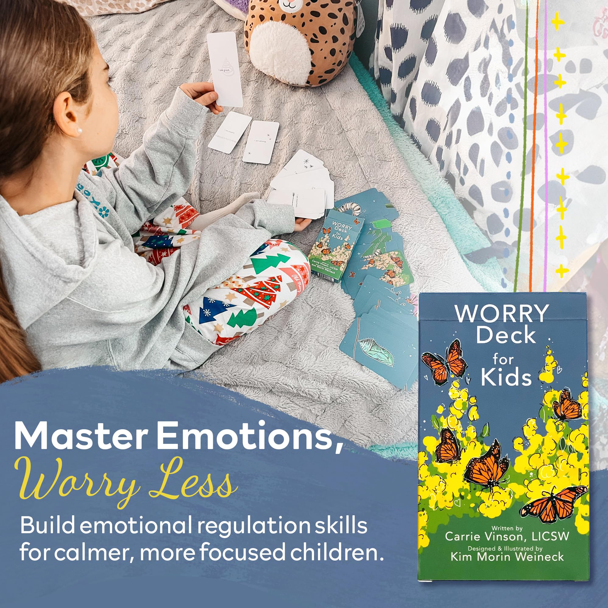 Worry Less Emotional Wellness Card Decks for Adults and Kids – 2 Pack (52 Each) Therapy Cards with Affirmations, CBT Techniques, and Coping Skills for Self-Care, Mindfulness & Stress Relief