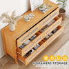 DWVO Buffet Cabinet Rattan - Storage Cabinet with 6 Wood Storage Closet Dressers Chest - Coffee Bar Cabinet with Drawer-Accent Cabinet with Golden Handles for Living Room/Dining Room/Entryway-Natural