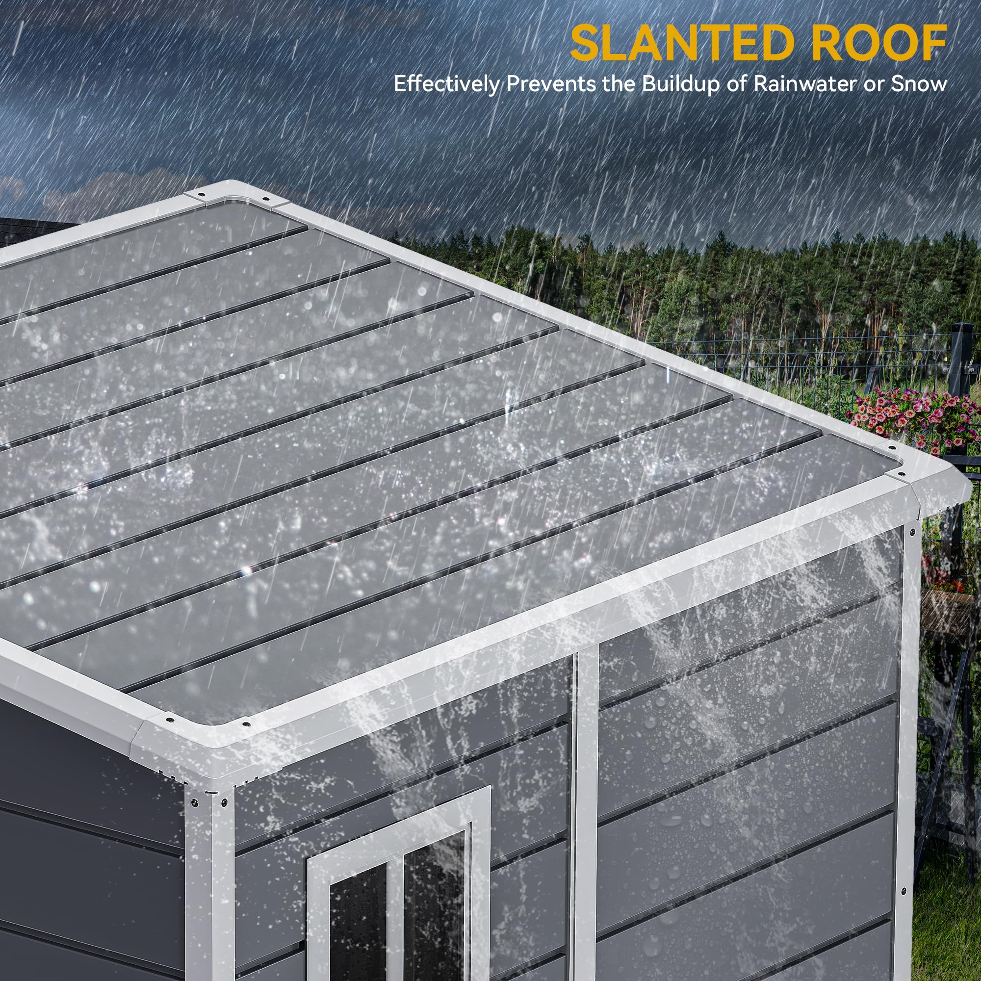 DWVO 5x4ft Resin Outdoor Storage Shed with Floor, Large Waterproof Lockable Storage Shed with Window, Plastic Outside Tool Storage for Garden, Backyard, Patio, Lawn, Gray