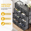 DWVO Dresser for Bedroom, Fabric Tower with 8 Drawers, Tall Dresser, Chest of Drawers for Closet, Living Room, Sturdy Steel Frame, Wooden Top, Easy Pull Handle, Black Ash