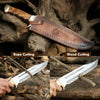 Handmade D2 Steel 18 Inches Large Bowie Knife, Full Tang Fixed Blade With Rosewood Handle and Brass Guard Hunting Knife with Leather Sheath Ideal for Camping, Hiking, Survival