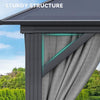 YITAHOME 10X12FT Hardtop Gazebo Outdoor Polycarbonate Patio Double Top Canopy Galvanized Iron Aluminum Column Garden Tent Curtains Netting for Backyards Decks Lawns,Gray