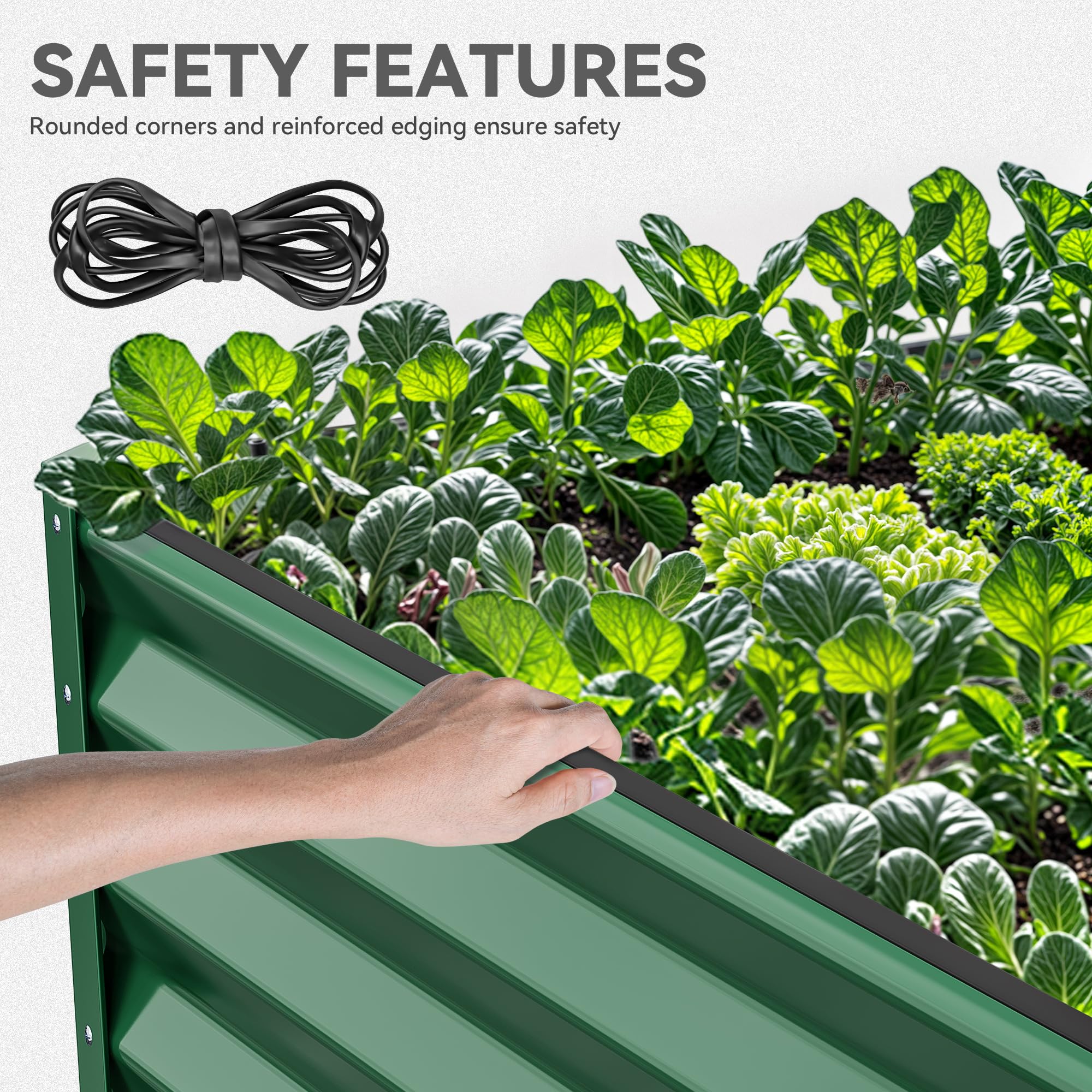 YITAHOME 8x4x1.5ft Large Raised Garden Bed Kit, Galvanized Metal Planter Box with Gloves, Ground Nails & Safety Rubber, Outdoor Above Ground Planters for Plants Vegetables Flowers, Green