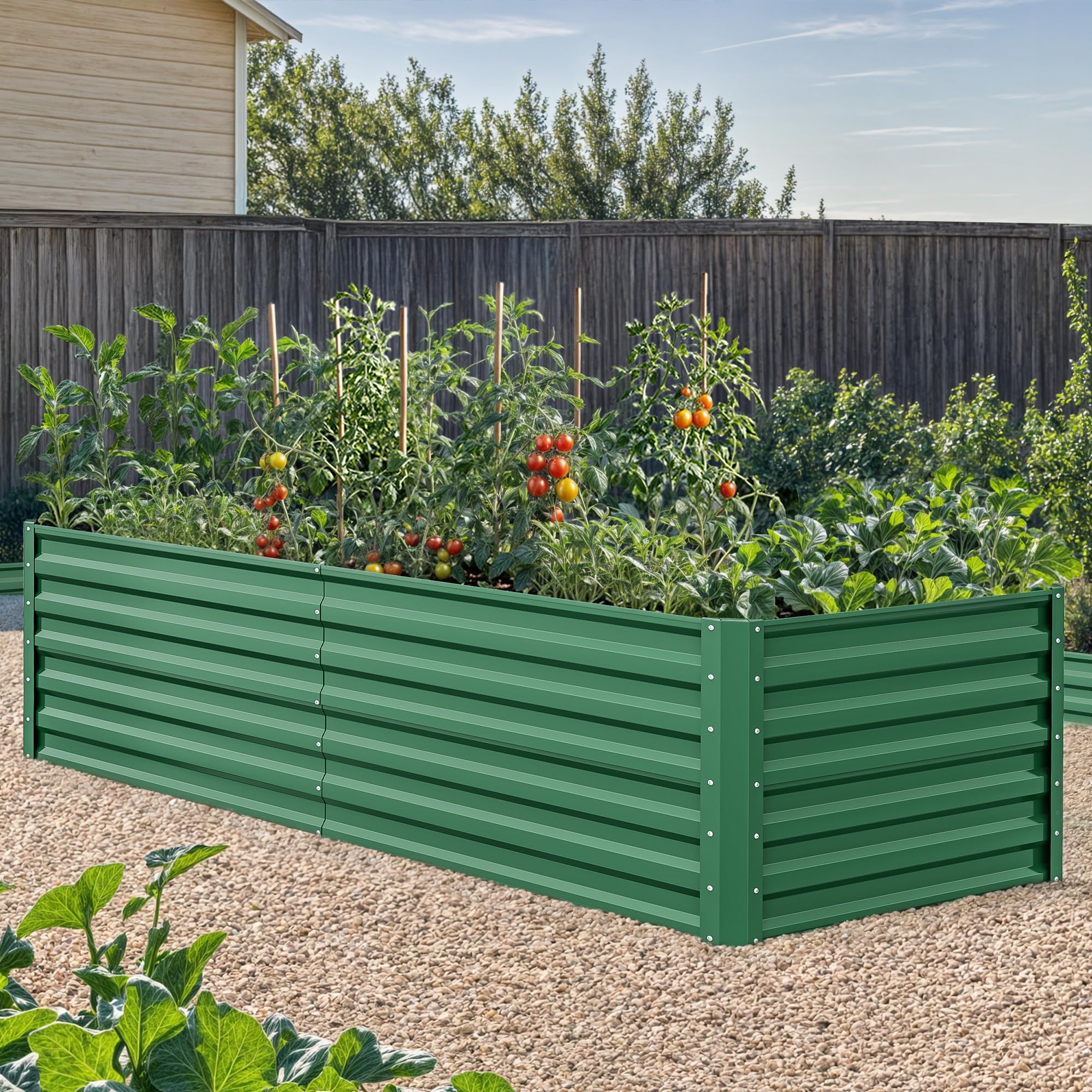 YITAHOME 6x3x2ft 2pcs Large Raised Garden Bed Kit, Galvanized Metal Planter Box with Gloves, Ground Nails, Support Rod, Outdoor Above Ground Planters for Plants Vegetables Flowers, Green