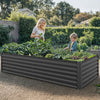YITAHOME 96x48x24 in Galvanized Raised Garden Bed Kit, Large Metal Planter Box with Gloves, Safety Rubber & Support Rod, Outdoor Flower Bed for Plants Vegetables, Black