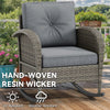 YITAHOME 3-Piece Wicker Rocking Chair Set, Outdoor Patio Furniture Set with Plush Cushions, PE Rattan Bistro Set Including Side Table, Perfect for Garden, Backyard, Porch, and Patio Use, Grey