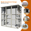 Catio Outdoor Cat Enclosure, Large Walk in Cat Cage, Wood Cat House for Cats with Six Platforms, Large Door, Waterproof Roof