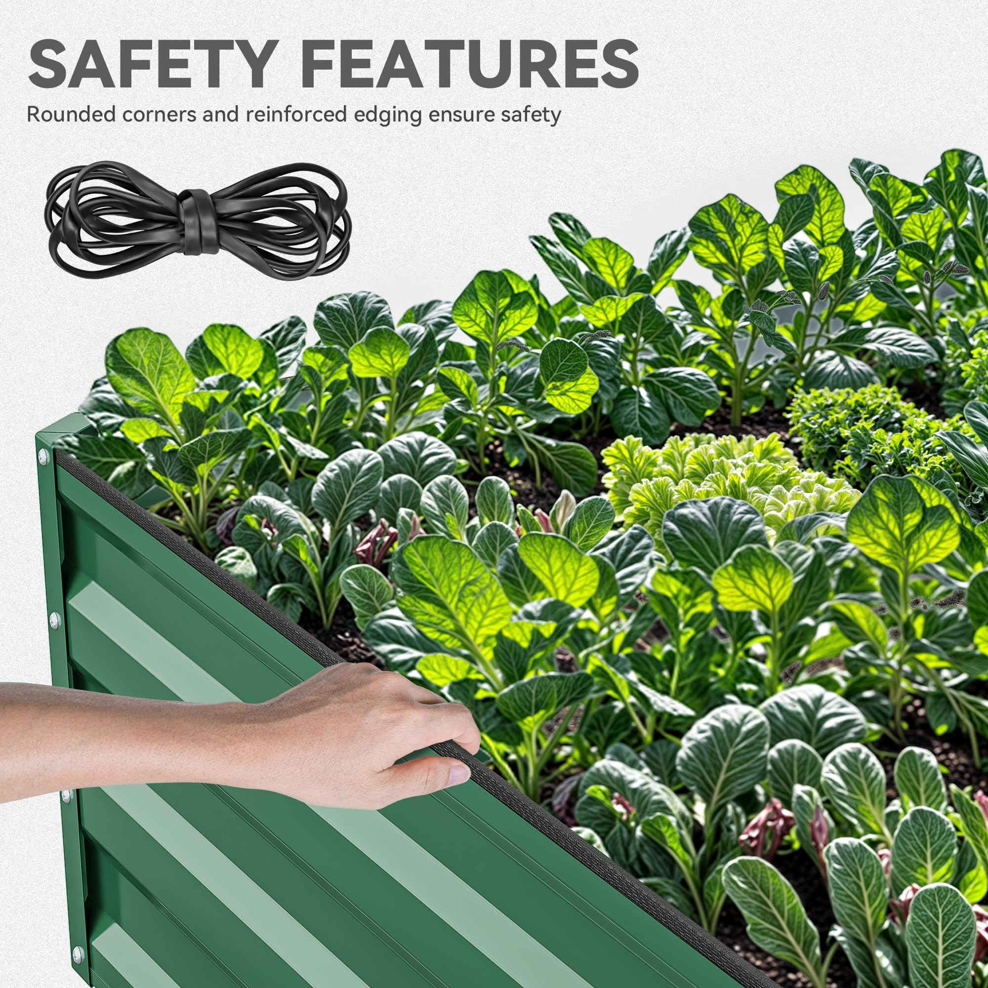 YITAHOME 8x4x1ft 2pcs Large Raised Garden Bed Kit, Galvanized Metal Planter Box with Gloves, Ground Nails & Safety Rubber, Outdoor Above Ground Planters for Plants Vegetables Flowers, Green