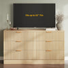 DWVO Fluted Sideboard Cabinet with 6 Drawers, Self-Standing Buffet Cabinet, Modern Drawers Dresser, Wooden Storage Cabinet for Living Room, Entryway, Hallway, Natural Oak