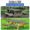 Premium Picnic Table Cover with Bench Covers Vinyl Fitted picnic table covers with Elastic RV Camping Accessories and Camper must haves Waterproof (Black Gingham, 96 x 30(8ft)) with skewers