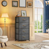 DWVO 4 Drawers Dresser, Small Dresser, Fabric Storage Tower, Chest of Drawers, Organizer Unit for Closets, Living Room, Sturdy Steel Frame, Wooden Top, Easy Pull Handle