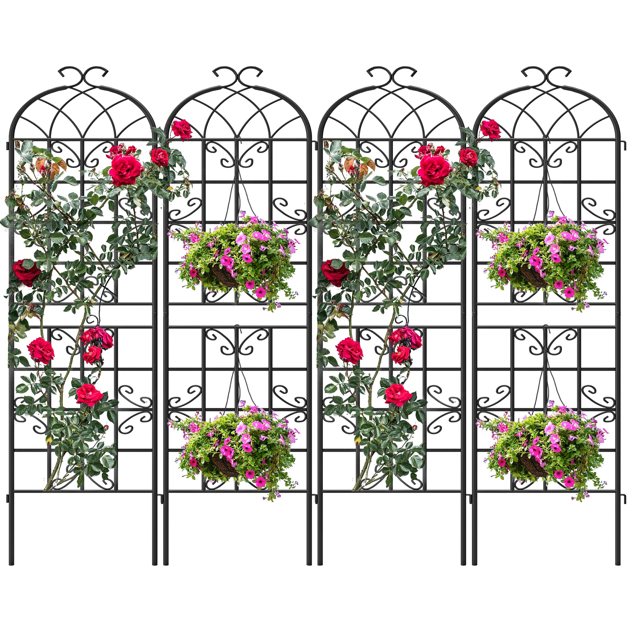 YITAHOME Garden Trellis Garden Fencing for Climbing Plants 4 Pack Decorative Plant Trellis Vegetables and Flower Trellis for Outdoor Patio-19.7×86.6 inches
