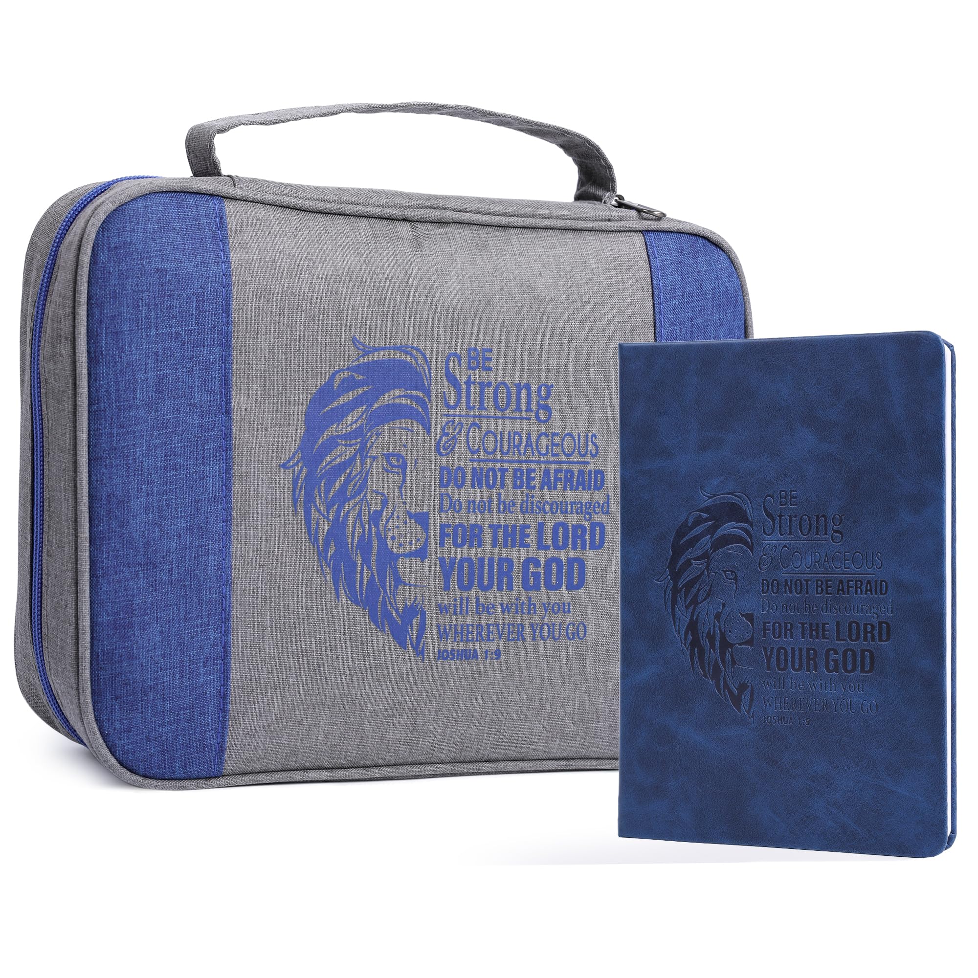 Faithful Hers Bible Covers for Men 2pcs Bible Case Set with Notebook Church Bag Bible Study Book Case with Handle Lightweight Zipper Tote Carrying Bags Christmas Gift